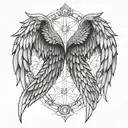 Steampunk biblically accurate angel wings tattoo design idea