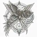 Steampunk biblically accurate angel wings tattoo design idea