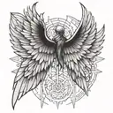 Steampunk biblically accurate angel wings tattoo design idea