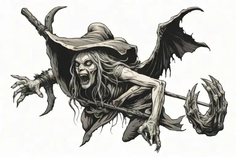 witch escaped death at the stake and is killing people  tattoo design idea