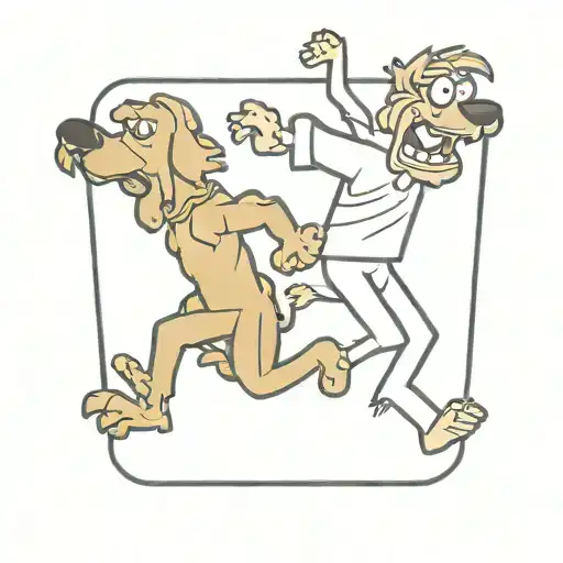 scooby doo and shaggy being chased by a scary monster  tattoo design idea
