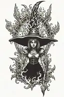 witch burning at stake tattoo design idea