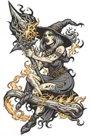 witch burning at stake tattoo design idea