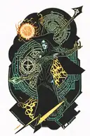 witch burning at stake tattoo design idea