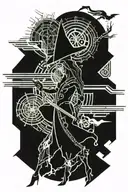 witch burning at stake tattoo design idea