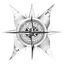 compass with earth, air, wind, fire symbols tattoo design idea