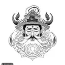 A bearded wizard with a third eye coming out of a portal  tattoo design idea