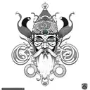 A bearded wizard with a third eye coming out of a portal  tattoo design idea