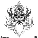 A bearded wizard with a third eye coming out of a portal  tattoo design idea