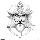 A bearded wizard with a third eye coming out of a portal  tattoo design idea