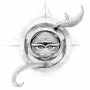 A bearded wizard with a third eye coming out of a portal  tattoo design idea