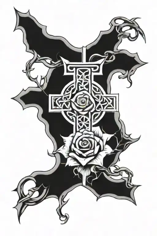 Celtic cross with rose thorns instead of knots  tattoo design idea