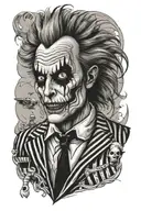 sleeve tattoo featuring, Beetlejuice,horror, captain spalding  tattoo design idea
