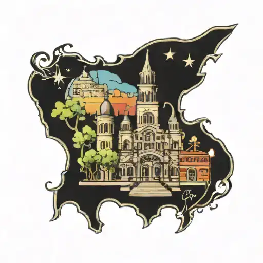 New Orleans Seattle skyline tattoo design idea