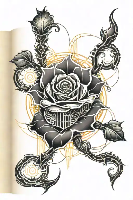 an open book growing a rose tattoo design idea