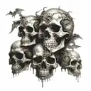 ghostly skulls tattoo design idea