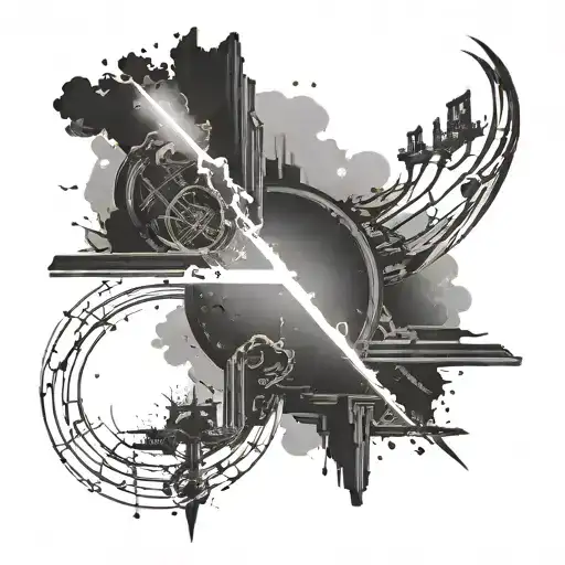  implied struggle on the left side, rays of light on the right side and a semi colon connecting the two events tattoo design idea