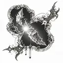  implied struggle on the left side, rays of light on the right side and a semi colon connecting the two events tattoo design idea