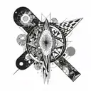  implied struggle on the left side, rays of light on the right side and a semi colon connecting the two events tattoo design idea