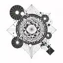  implied struggle on the left side, rays of light on the right side and a semi colon connecting the two events tattoo design idea