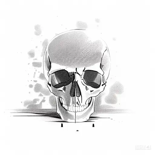 skull with glock 18 and text "j4r" tattoo design idea