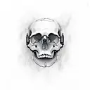 skull with glock 18 and text "j4r" tattoo design idea