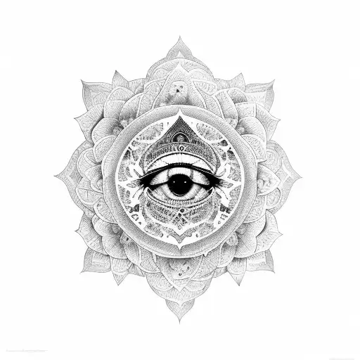 tiger, lotus flower, Hamsa, eye, flowers  tattoo design idea