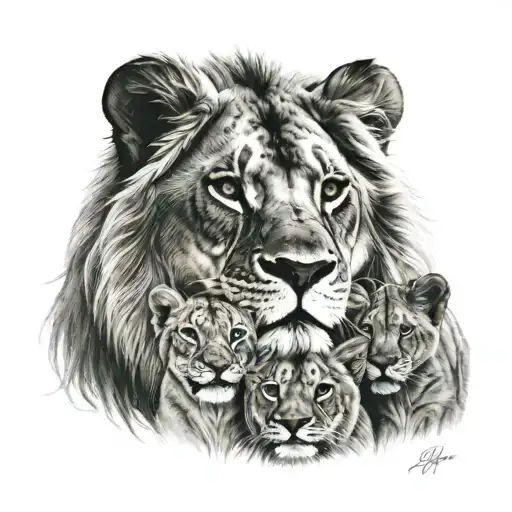 Lion family tattoo design idea