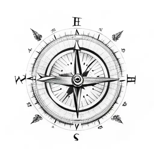 clock and compass full arm tattoo design idea