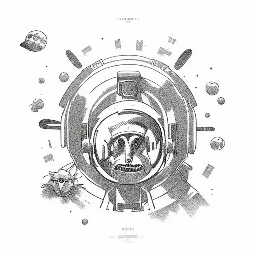 astronaut with rick and morty tattoo design idea