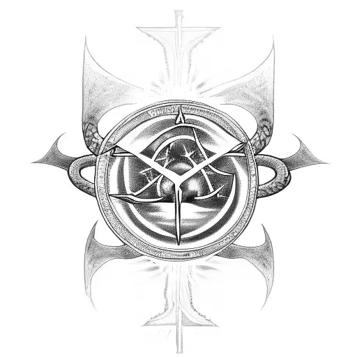 hourglass wrapped in a snake, jesus with crown of thorns, a sun tattoo design idea