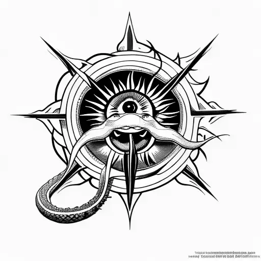 hourglass wrapped in a snake, jesus with crown of thorns, a sun with an eye tattoo design idea