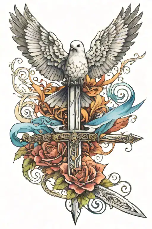 Sword of the Spirit dove tattoo design idea