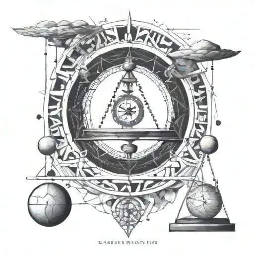 A geometric design incorporating the Libra symbol and elements of balance tattoo design idea