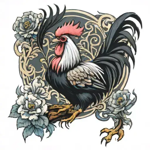 silkie rooster tattoo design idea