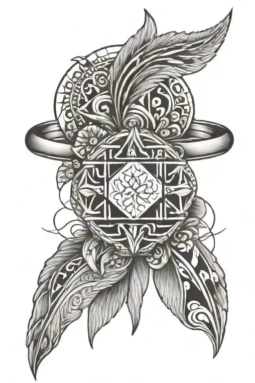 sunset beach engagement ring asian holy protection blessing tattoo design idea