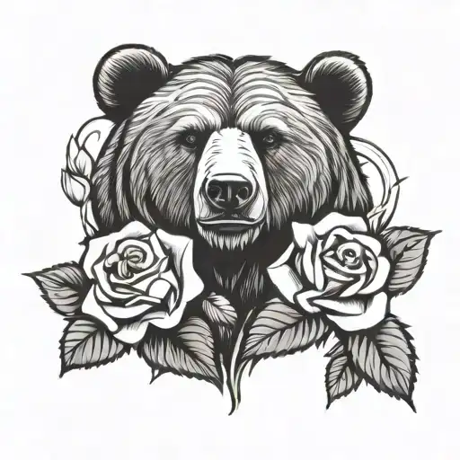 bear chicago rose tattoo design idea