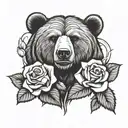 bear chicago rose tattoo design idea