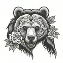 bear chicago rose tattoo design idea