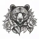 bear chicago rose tattoo design idea