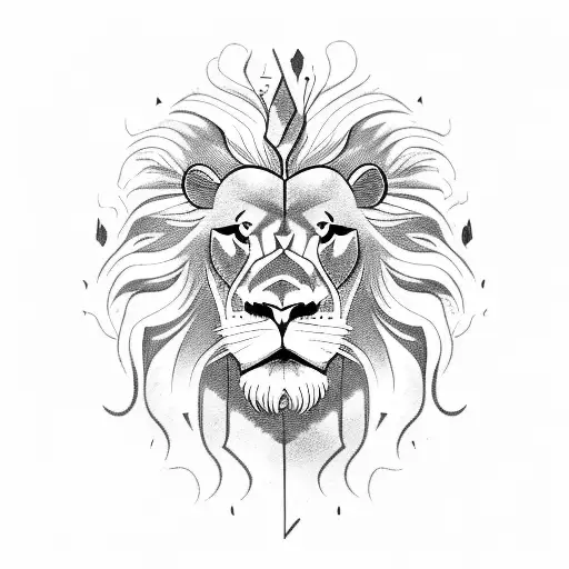 side profile lion head with words defiance in flowing mane tattoo design idea