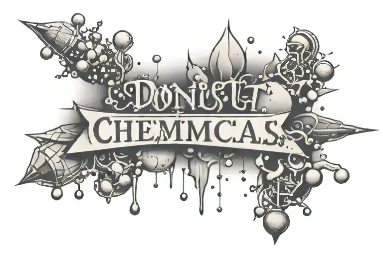 molecular makeup of cortisol with text "don't trust your chemicals" tattoo design idea