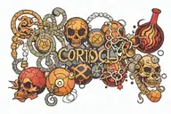 molecular makeup of cortisol with text "don't trust your chemicals" tattoo design idea