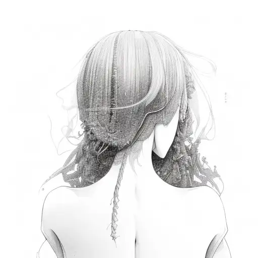 standing in front of dead girl tattoo design idea