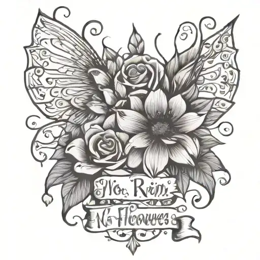 no rain no flowers quote tattoo design idea