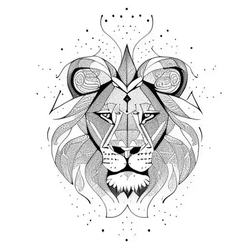 Lion on fire tattoo design idea