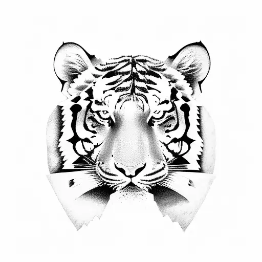Tiger from the side, in the norwegian fjords tattoo design idea