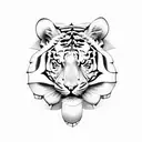Tiger from the side, in the norwegian fjords tattoo design idea