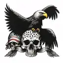 eagle perched on skull with American flag tattoo design idea