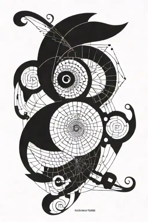 euler's identity formula with fibonacci sequence spiral  tattoo design idea